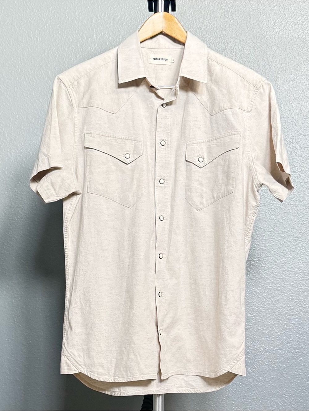 Taylor Stitch Men's Short Sleeve Western Snap Button Front Shirt Size 40